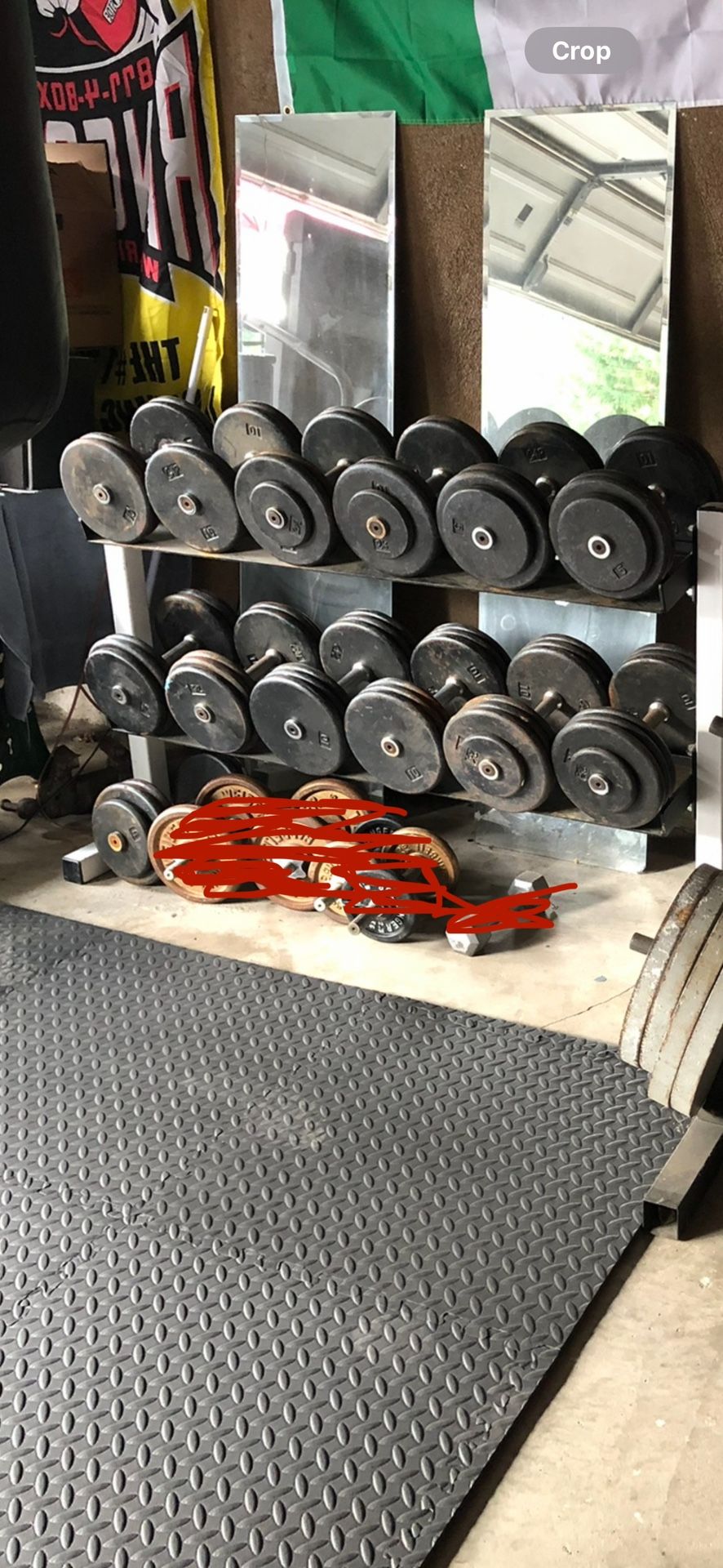 Dumbbells- Commercial Iron Set w/ Rack