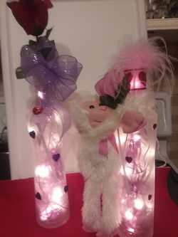 Lighted Valentine Bottles