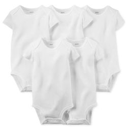 Carter's Baby Unisex White/Gray Short Sleeve Cotton Onesies Bodysuits, 12 Onesies, 0-3 Months