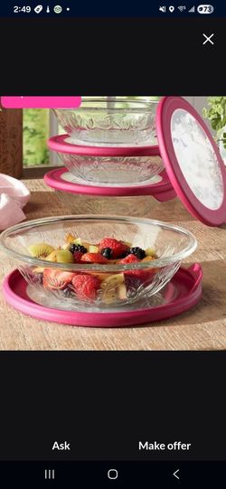 SET 4 PLATOS DE CRISTAL CON TAPADERAS