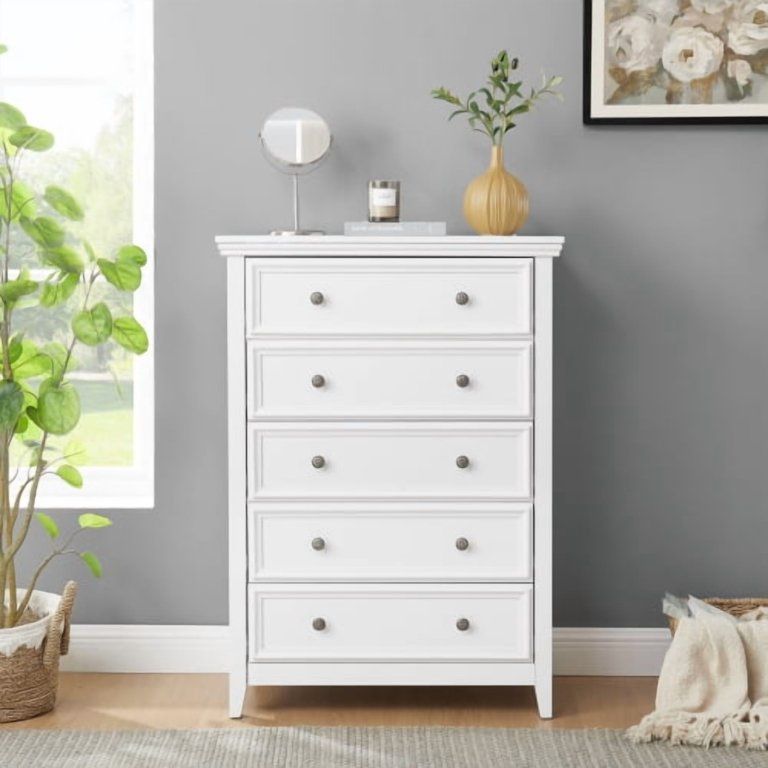 *NEW* 5 Drawer White Dresser