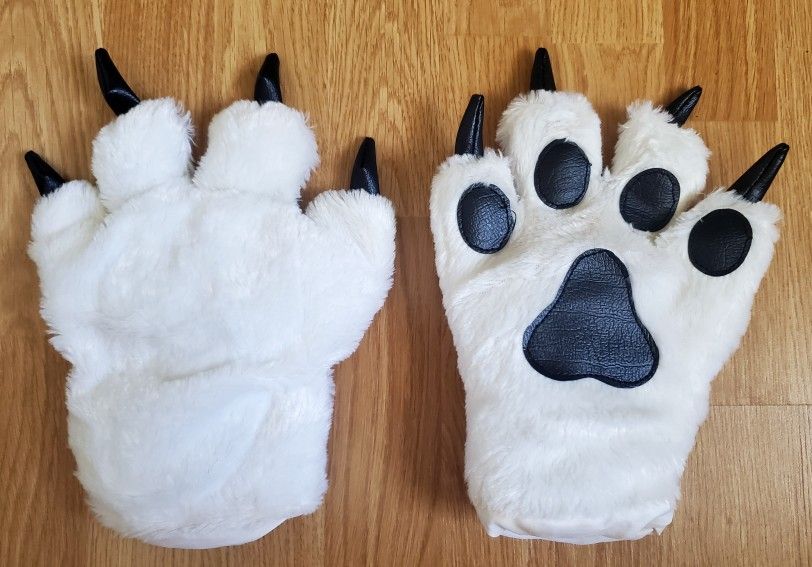 White Polar Bear Claw Halloween Costume GLOVES