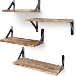 Floating Shelves, Set of 4 - Wall Mounted Shelf- Carbonated Black Color