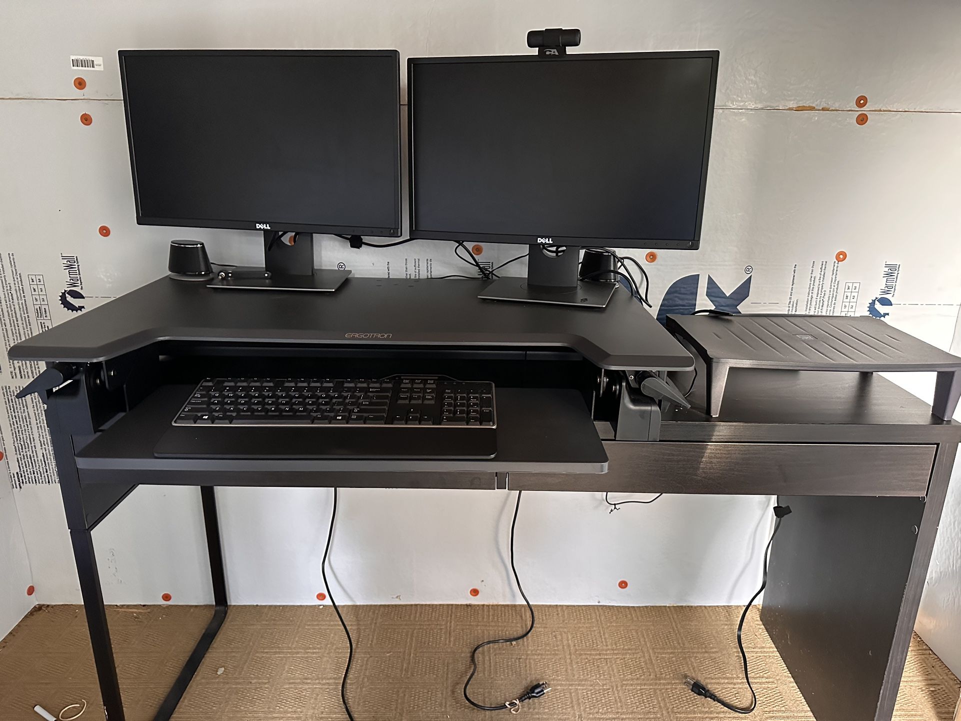 Ergotron Tabletop Sit-Stand Desk With Dual Monitors And Docking Station
