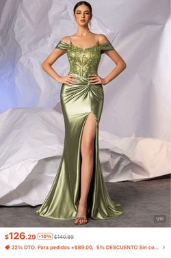 Vestido largo elegante verde olivo talla M – usado una vez