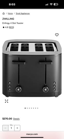 Zwilling  Enfinigy 4 Slot Toaster Black 