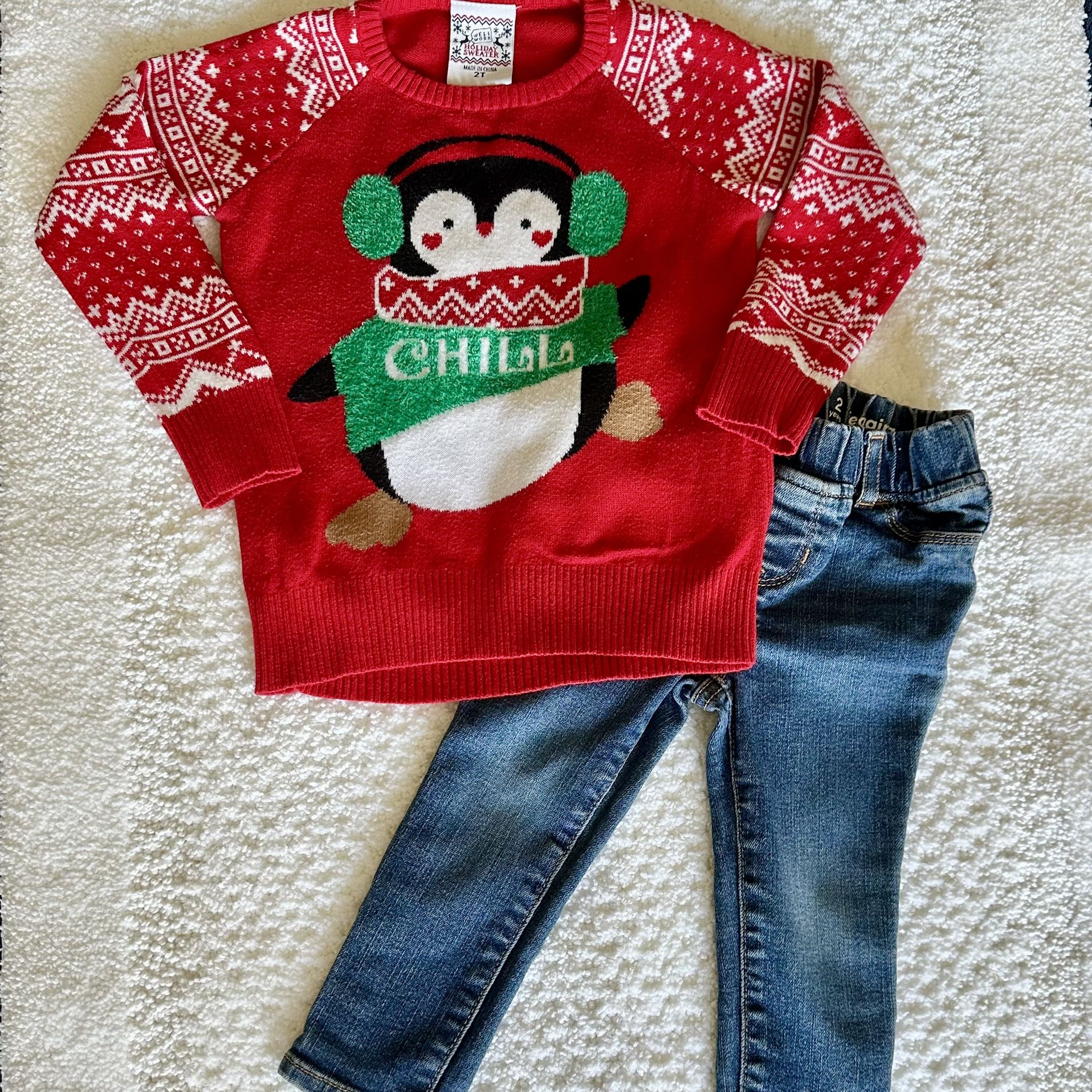 TODDLER GIRL / BOYS  Gap Jeggings & Christmas Sweater | Size 2T