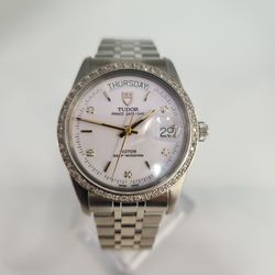 Tudor Prince Date+Day 94613 Automatic Diamond Dial aftermarket Bezel & Bracelet