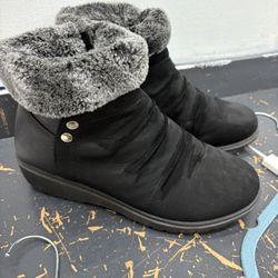 Short Boots With Fur Ankle Cuff