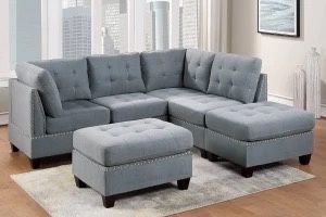 6 PC MODULAR SOFA WITH OTTOMAN. ONLY 3 LEFT