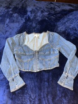 Western Denim Long Sleeve Top