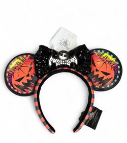 Disney Parks Nightmare Before Christmas Pumpkin King Minnie Ears