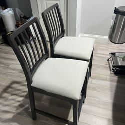 2 IKEA Bar Stools Dark Brown With Padding & Backing