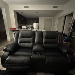 Ashley Furniture Reclining Leather Sofa Set