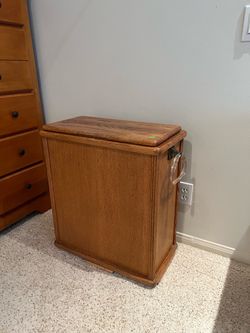 Vintage Oak Tilt-Out Laundry Hamper / Storage Cabinet