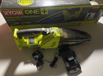 RYOBI ONE+ 18V Lithium-lon Cordless EVERCHARGE Hand Vacuum Kit with Wall Adaptor/Charger