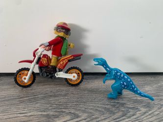 Retired Playmobil Motocross Bike With Raptor (Read  Description!)