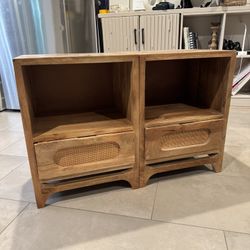 Boho Style Wood Nightstand / End Tables 