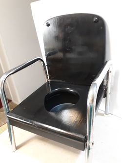 Vtg wood/metal child potty/stool chair