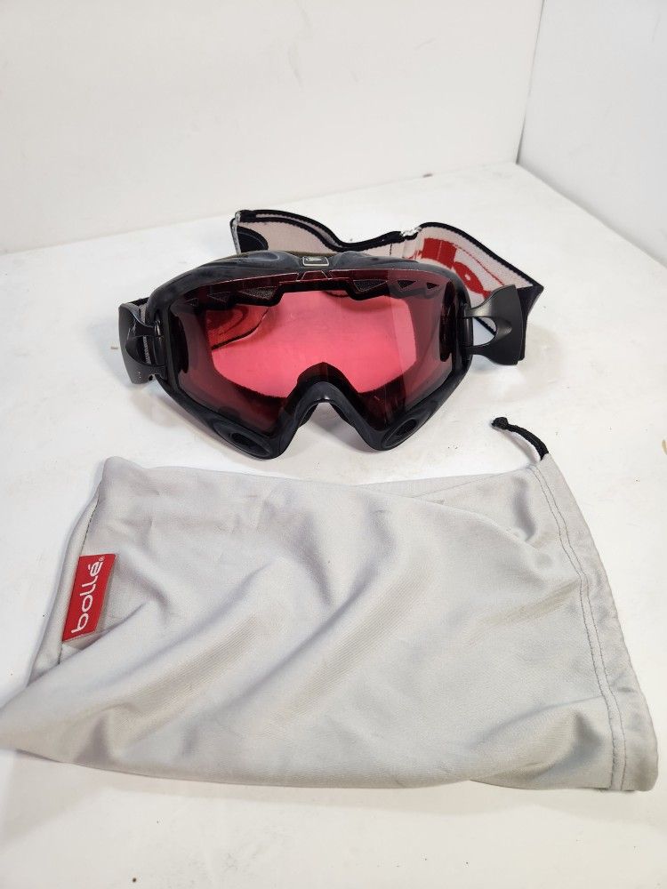 Bolle Snowboard/Ski Goggles Black w/Red Lens Adjustable Adult Snow Men's/Women's