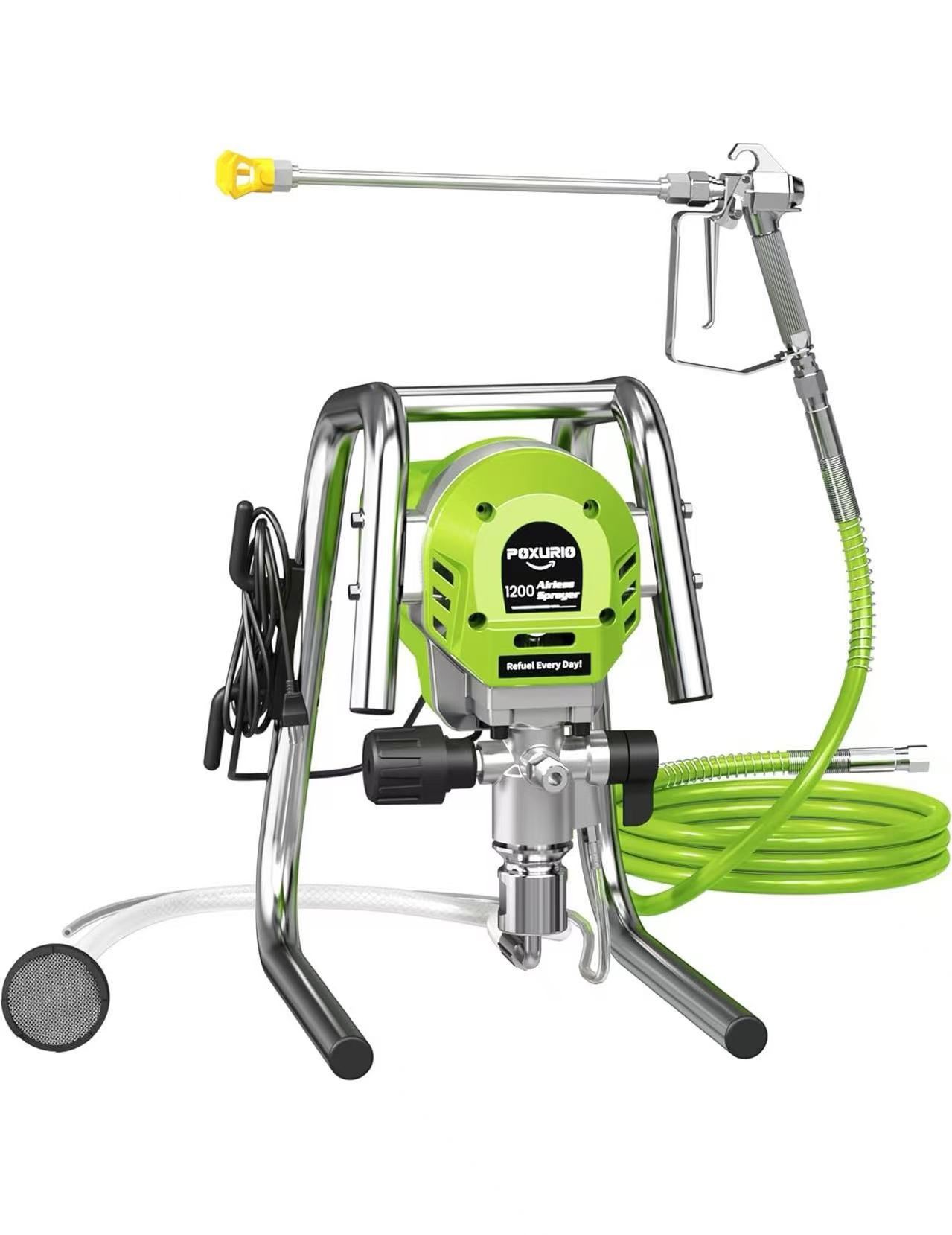 1200W Airless Paint Sprayer, 3300PSI High Efficiency Airless Sprayer with Extension Rod, Thinning-Free for Home Exterior and Interior