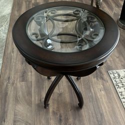 End Table with Glass Top ( 2 Tables Available)