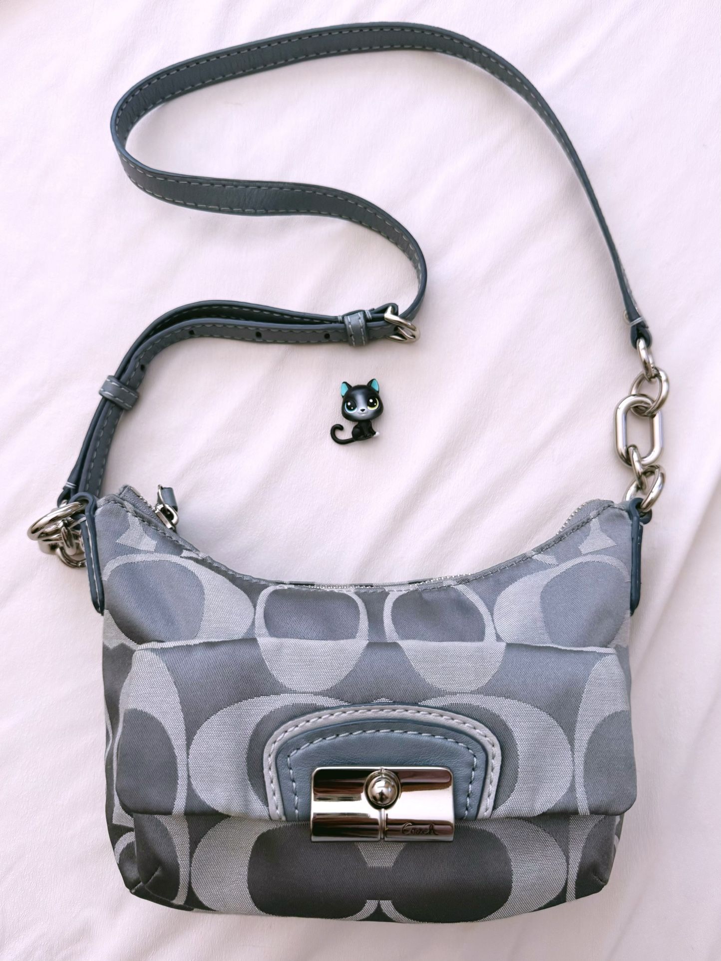 Coach Kristin Crossbody Grey Bag Blue Lining Silver