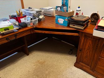 Wood L-Shaped Corner Office Desk