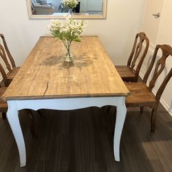 Dining Room Table - Farmhouse Style with 4 Chairs 