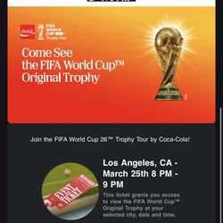 2 tickets to see the world cup trophy