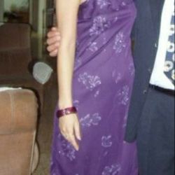 Evening dress. Purple with silver flowers. Very flirty