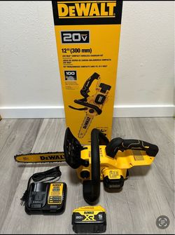 DEWALT 20-Volt MAX 12 in. Brushless Cordless Battery Powered Chainsaw Kit with 5.0 Ah Battery and Charger