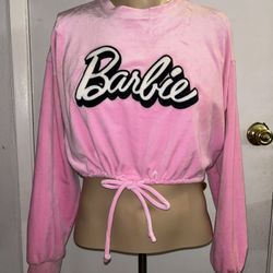 Forever 21 Barbie Velour Pink Pullover Crop Top Women’s Velvet Tiny Cut Sz S