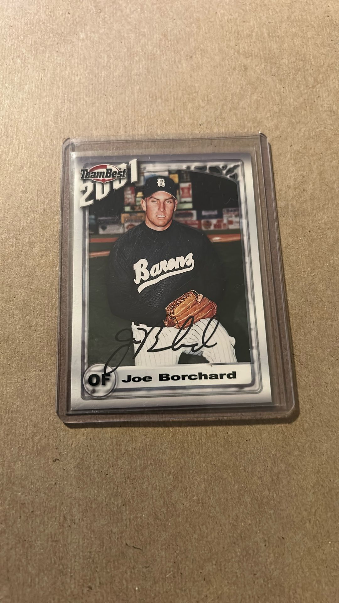 2001 TEAM BEST JOE BORCHARD AUTO ON CARD AUTOGRAPH BIRMINGHAM BARONS