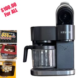 Keurig K cup Duo with several k cup pods