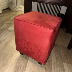 Red Upholstered Ottoman – Accent Seat or Footrest