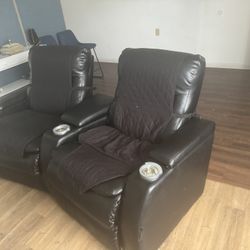 2 Recliners. Strong Motor. LED And Cup Holder 