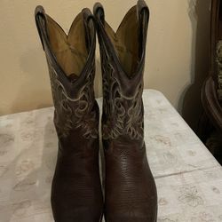 TONY LAMA Exotic Western Boots Brown Leather  Size 9D