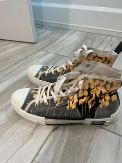 Dior B23 High-Top "Black & Yellow Bleach Splash" – Men's US 13 (EUR 47) – Gently Worn