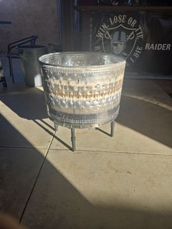 Stainless Steel Washer Tub Fire Pit With Removable Legs For Easy Storage In Motorhome 22 Inches Wide 17 Inches Tall Perfect For Home Or Camping RV