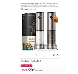 Brand new Electric Salt and Pepper Grinder Set