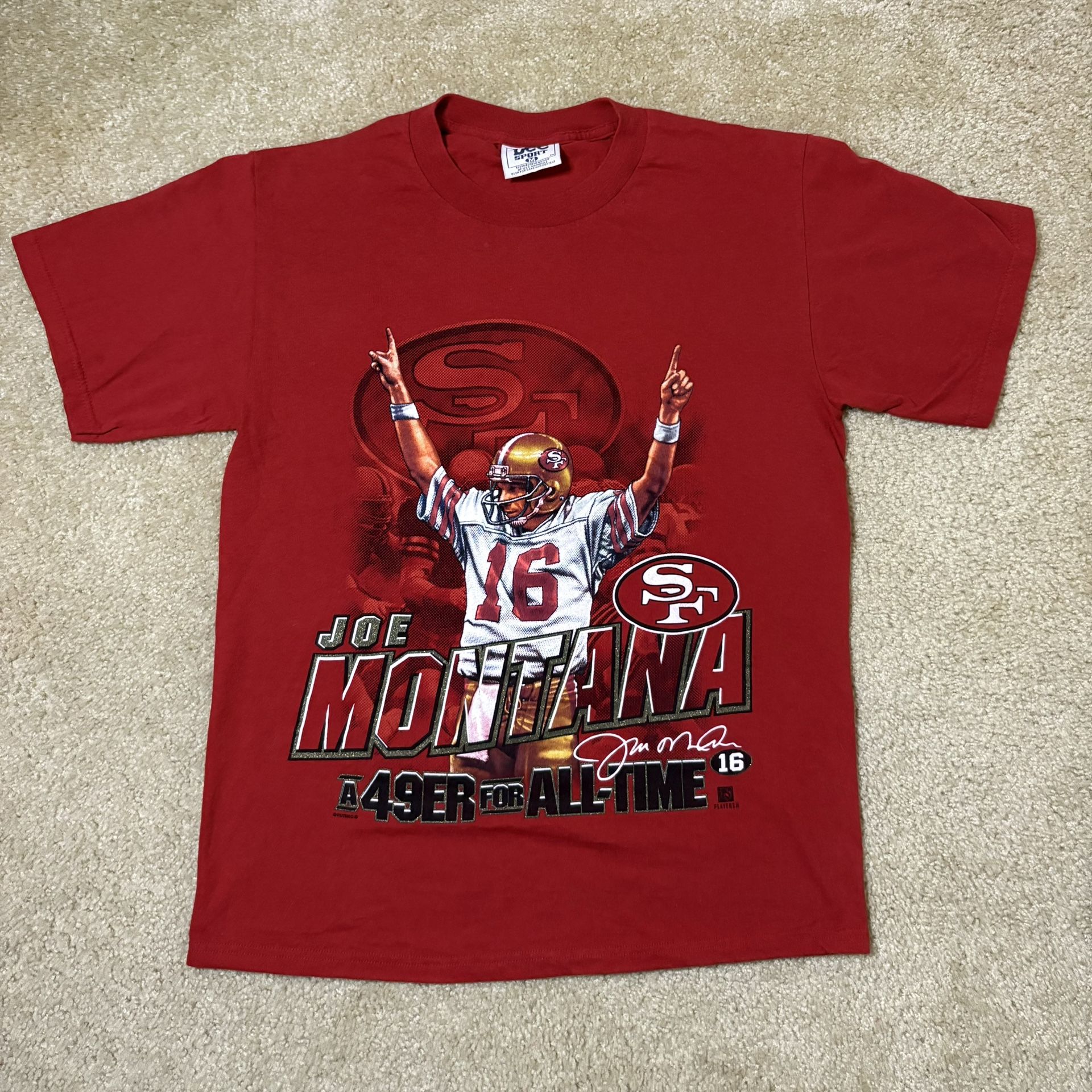 Joe Montana San Francisco 49ers Vintage Men’s Medium Lee Sport Red Shirt Nutmeg
