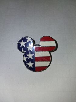 Disney pin "Mickey Mouse Head American Flag red/white and blue" $10 FIRM
