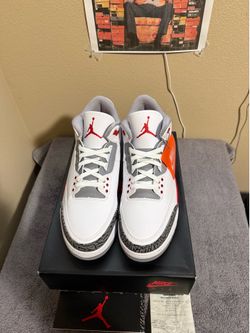 Brand new Air Jordan Fire Red 3’s size12 with  original box and proof of purchase.