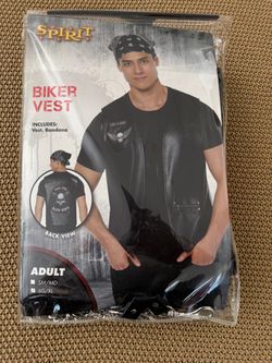 Spirit Halloween Biker Vest Adult Large/XL Black Motorcycle Costume