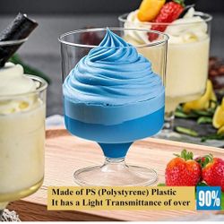 300 Pack Clear Plastic 5 oz Disposable Mini Dessert Cups with Spoons - Square & Round Parfait Cups for Pudding, Fruit, Ice Cream, Appetizers & Party E