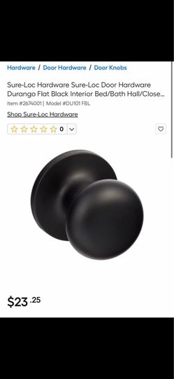 Sure-Loc Hardware Sure-Loc Door Hardware Durango Flat Black Interior Bed/Bath Hall/Close...