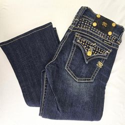 New MISS ME Jeans Boot Cut Bling Low Rise Sz 28