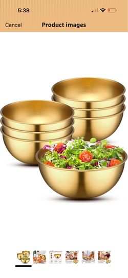 Nuogo 10 Pcs Gold Bowls 4.7 Inch Stainless Steel Mixing Bowls Decorative Esthetician Bowl for Facial Metal Serving Bowl for Holiday Birthday Party Wed