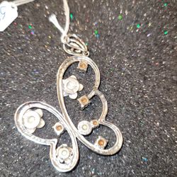 New 2.25" Butterfly  Abalone CZ  Pearls Pendant